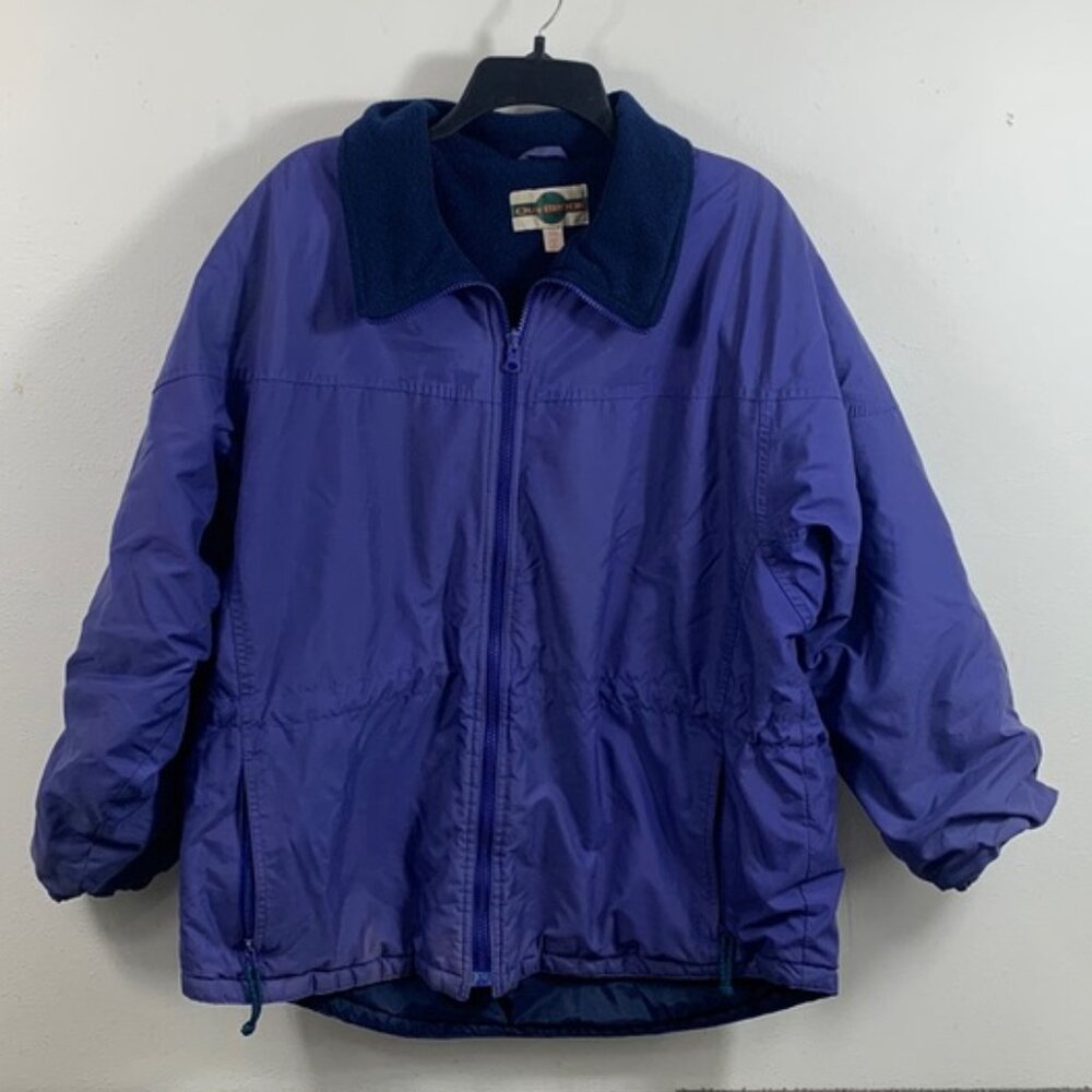 90's Vintage Outbrook Winter Jacket Ladies Size L Purple Fleece Lined Full Zip